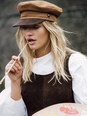 Lack Of Color Two-Tone Brown Suede Newsboy Cap
